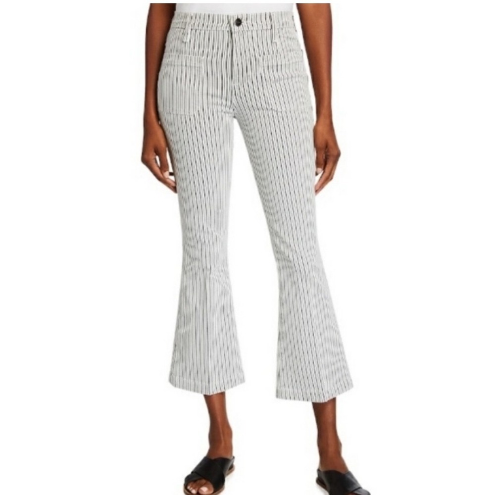Frame Le Bardot Crop Flare Striped Jeans Women's Size 32 Denim Pants